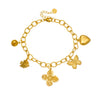 Fashion Goldplated Stainless Steel Butterfly Flower Heart Small Fish Pendant Bracelet For Women