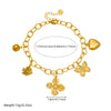 Fashion Goldplated Stainless Steel Butterfly Flower Heart Small Fish Pendant Bracelet For Women