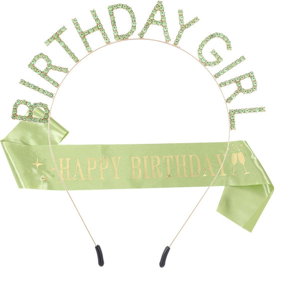 Fashion Green Alloy Letter Hairband Shoulder Strap Ceremony Strap Semimanual Semimechanical For Girls