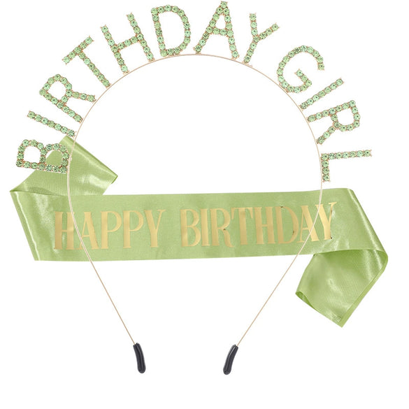 Fashion Green Alloy Letter Hairband Shoulder Strap Ceremony Strap Semimanual Semimechanical For Girls