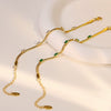 Fashion Green Zircon Inlaid Women's Stainless Steel 18K Gold Plated Bracelet