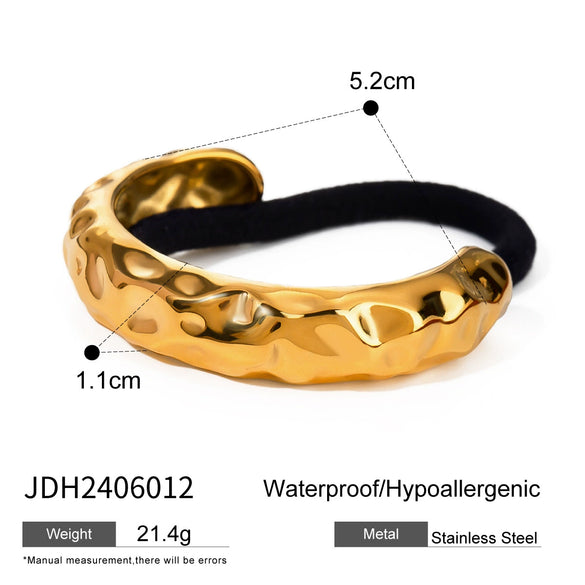 Fashion Hair Band Hair Rope Stainless Steel Double Hammer Electroplated