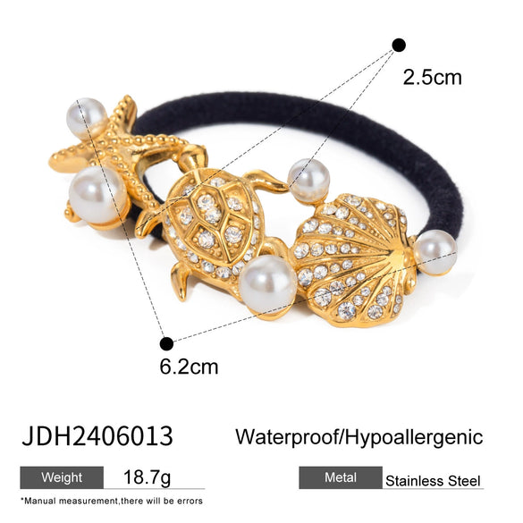 Fashion Hair Band Hair Rope Stainless Steel Double Hammer Electroplated
