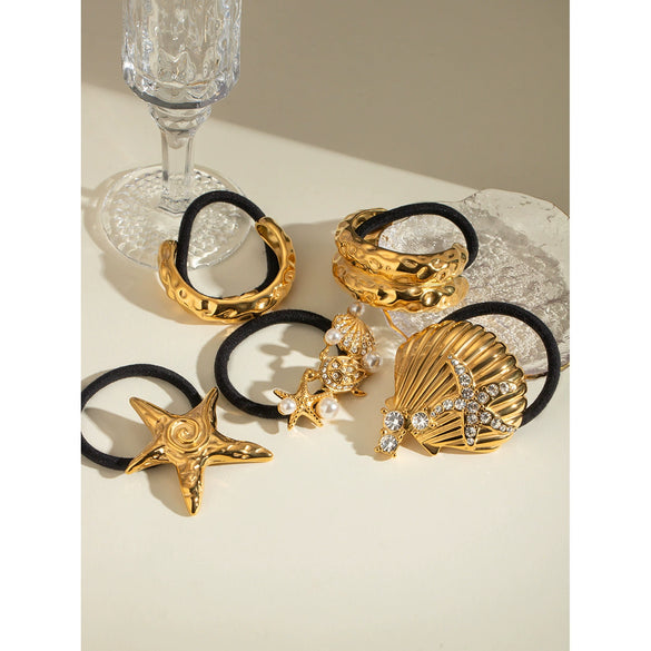 Fashion Hair Band Hair Rope Stainless Steel Double Hammer Electroplated
