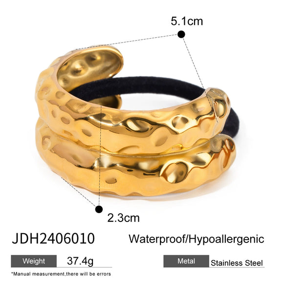 Fashion Hair Band Hair Rope Stainless Steel Double Hammer Electroplated