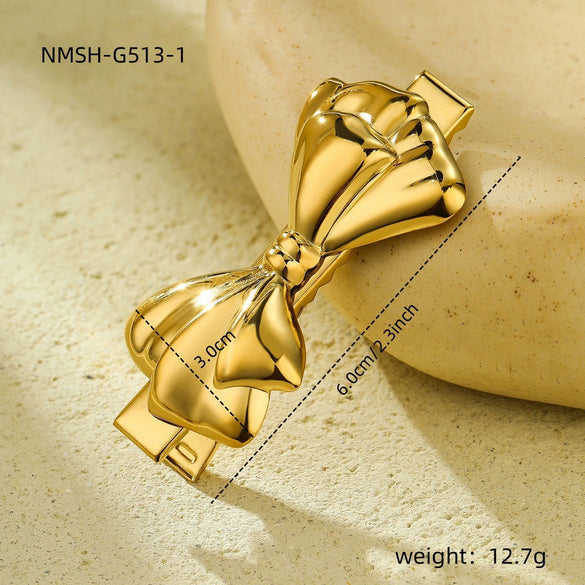Fashion Hairpin Stainless Steel 18K Electroplating Bow Petal Scallop Style For Women