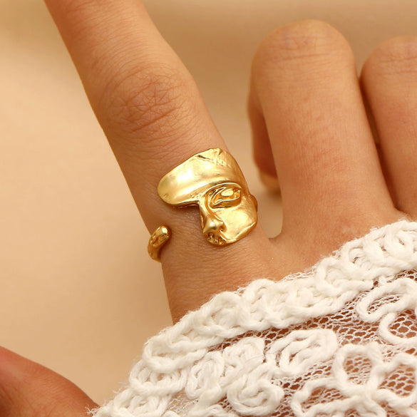 Fashion Half Face Ring Alloy Retro Cartoon Characters Electroplating Unisex Open Ring