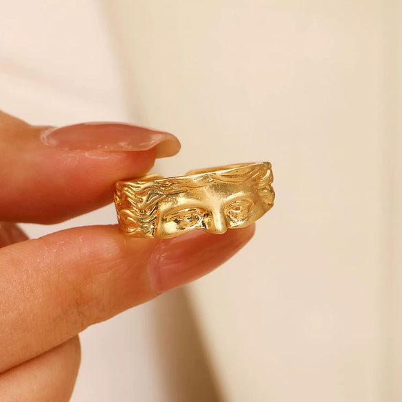 Fashion Half Face Ring Alloy Retro Cartoon Characters Electroplating Unisex Open Ring