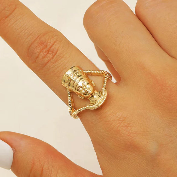 Fashion Half Face Ring Alloy Retro Cartoon Characters Electroplating Unisex Open Ring