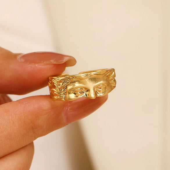 Fashion Half Face Ring Alloy Retro Cartoon Characters Electroplating Unisex Open Ring