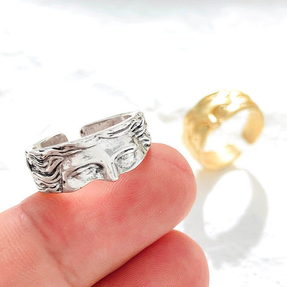 Fashion Half Face Ring Alloy Retro Cartoon Characters Electroplating Unisex Open Ring