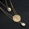 Fashion Handmade Alloy Shell Multilayer Necklace With Box Chain Electroplated Floral Pendant Jewelry For Women