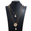 Fashion Handmade Alloy Shell Multilayer Necklace With Box Chain Electroplated Floral Pendant Jewelry For Women