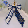 Fashion Handmade Cloth Pearl Ribbon Silk Scarf Hair Tie Elastic Hair Ring For Women