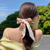 Fashion Handmade Cloth Pearl Ribbon Silk Scarf Hair Tie Elastic Hair Ring For Women