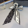 Fashion Handmade Cloth Pearl Ribbon Silk Scarf Hair Tie Elastic Hair Ring For Women