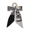 Fashion Handmade Cloth Pearl Ribbon Silk Scarf Hair Tie Elastic Hair Ring For Women