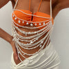 Fashion Handmade Imitation Pearl Bikini Chest And Body Chain With Starfish And Fan Shell For Women
