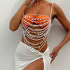 Fashion Handmade Imitation Pearl Bikini Chest And Body Chain With Starfish And Fan Shell For Women