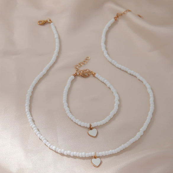 Fashion Handmade Jewelry Accessories Set With Glass Beads Geometric Pattern For Ladies