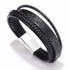 Fashion Handwoven Leather Bracelet With Geometric Pattern And Alloy Magnet Buckle