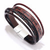Fashion Handwoven Leather Bracelet With Geometric Pattern And Alloy Magnet Buckle