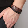 Fashion Handwoven Leather Bracelet With Geometric Pattern And Alloy Magnet Buckle