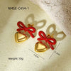 Fashion Heart Bow Stainless Steel 18K Gold Electroplated Women's Earrings