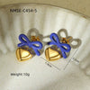 Fashion Heart Bow Stainless Steel 18K Gold Electroplated Women's Earrings