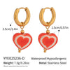 Fashion Heart Oil Drop Flower Earrings For Women Stainless Steel Electroplated Jewelry