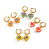 Fashion Heart Oil Drop Flower Earrings For Women Stainless Steel Electroplated Jewelry