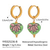 Fashion Heart Oil Drop Flower Earrings For Women Stainless Steel Electroplated Jewelry