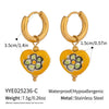 Fashion Heart Oil Drop Flower Earrings For Women Stainless Steel Electroplated Jewelry