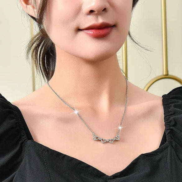 Fashion Heart Shape Alloy Copper Plating Inlay Crystal Pendant Necklace 1 Piece