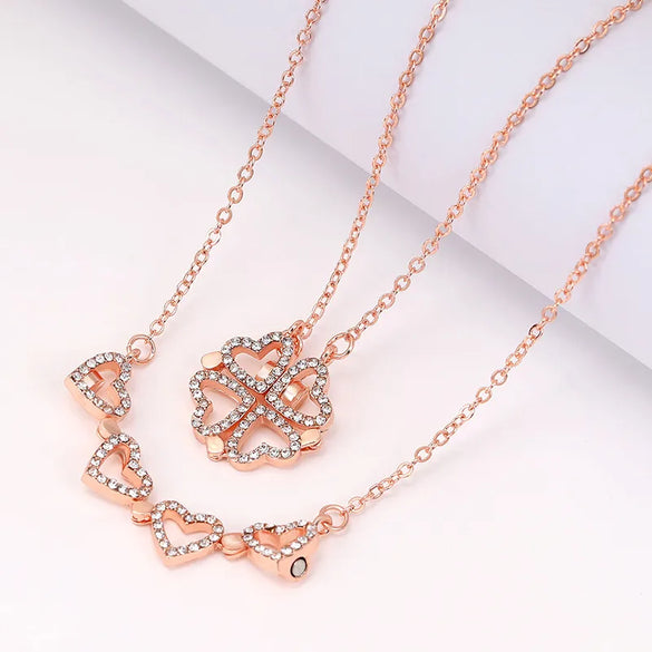 Fashion Heart Shape Alloy Copper Plating Inlay Crystal Pendant Necklace 1 Piece