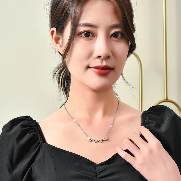 Fashion Heart Shape Alloy Copper Plating Inlay Crystal Pendant Necklace 1 Piece