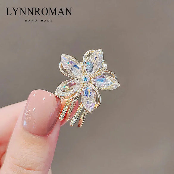 Fashion Heart Shape Bow Knot Alloy Plating Artificial Pearls Rhinestones Hair Claws 1 Piece