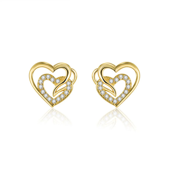Fashion Heart Shape Copper Inlay Zircon Ear Studs 1 Pair