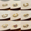 Fashion Heart Shape Flower Bow Knot Copper Plating Inlay Pearl Zircon Open Ring 1 Piece