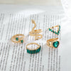 Fashion Heart Shape Snake Alloy Plating Inlay Artificial Gemstones Women's Rings 1 Set
