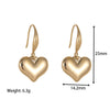 1 Pair Fashion Heart Shape Solid Color Plating 304 Stainless Steel Drop Earrings