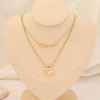 Fashion Heart Shape Stainless Steel Layered Necklaces Gold Plated Pearl Stainless Steel Necklaces 1 Piece
