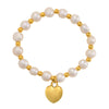 Fashion Heart Shape Stainless Steel Pearl Beaded Plating Bracelets 1 Piece