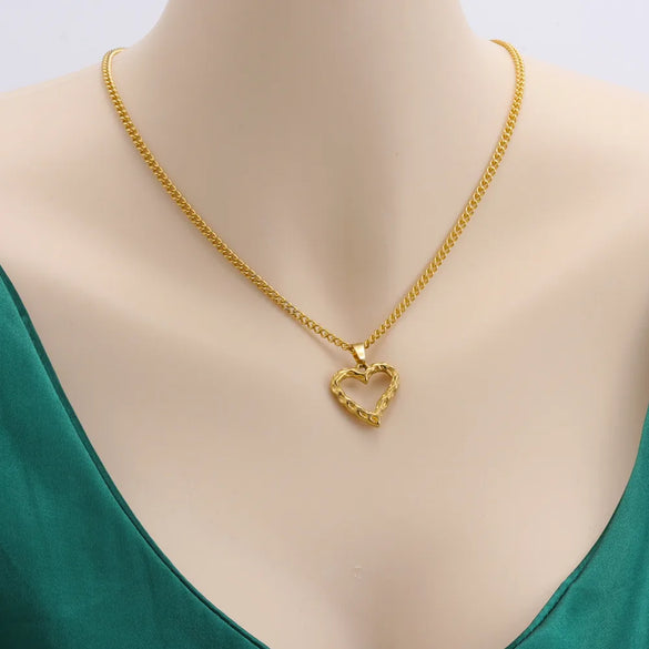 Fashion Heart Shape Stainless Steel Plating Pendant Necklace 1 Piece