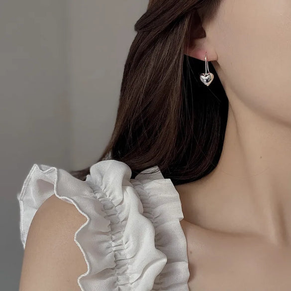 Fashion Heart Shape Sterling Silver Earrings 1 Pair