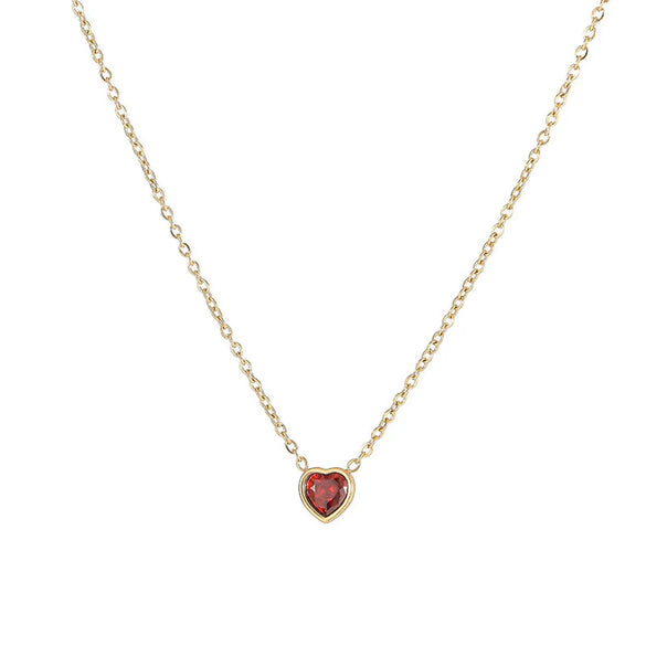 Wholesale Jewelry Fashion Heart Shape 304 Stainless Steel Zircon White Gold Plated Gold Plated Inlay Pendant Necklace