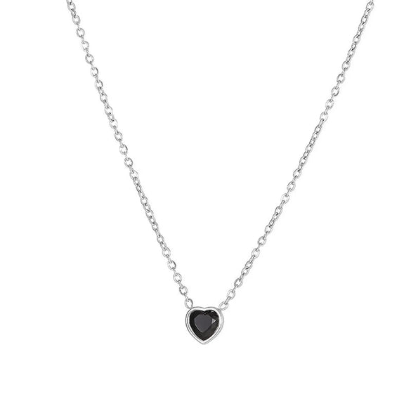 Wholesale Jewelry Fashion Heart Shape 304 Stainless Steel Zircon White Gold Plated Gold Plated Inlay Pendant Necklace