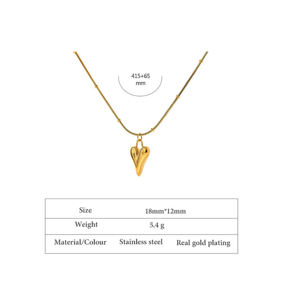 Fashion Heart Shape Titanium Steel Pendant Necklace 1 Piece