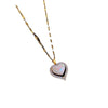 Fashion Heart Shape Titanium Steel Copper Plating Zircon Gold Plated Pendant Necklace