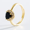 Fashion Heart Shaped Gemstone Ring Copper Gold Plated Micro Set Zircon Flower Design Adjustable Open Ring For Unisex